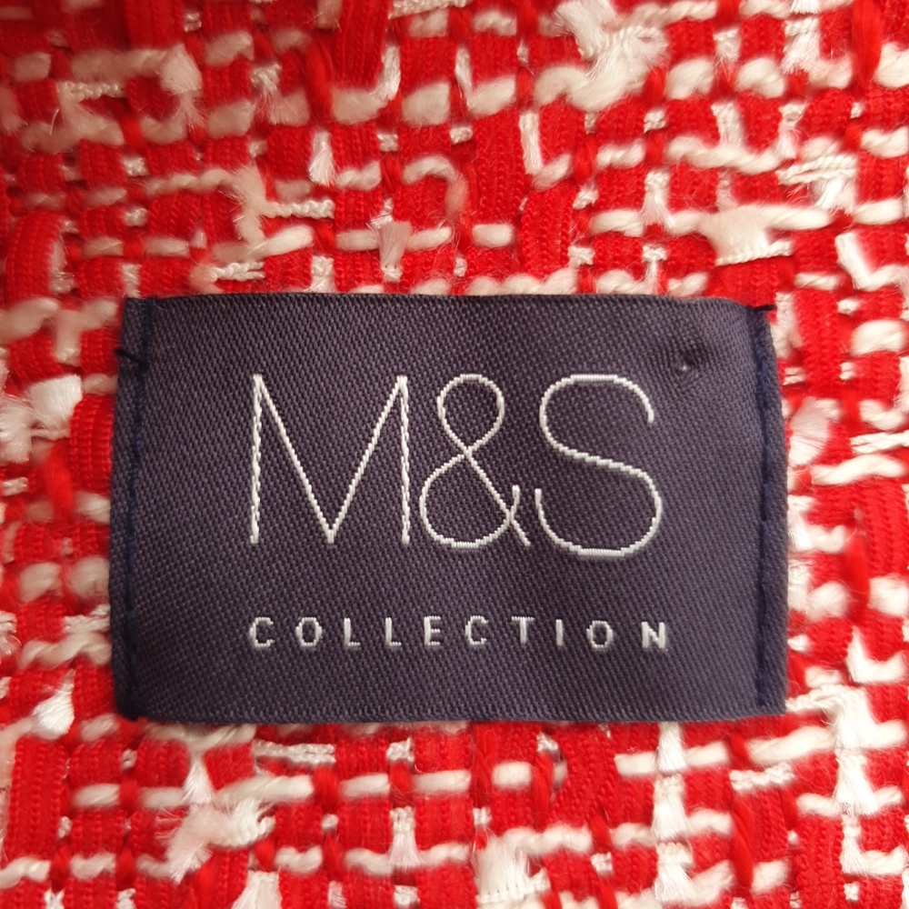 M&S Red Boucle Fringed Classic Jacket Uk12. - Picture 9 of 14
